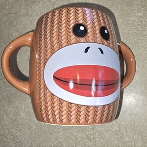 Sock Monkey 2 Handle 16 Oz Ceramic Coffee Mug Pre-owned